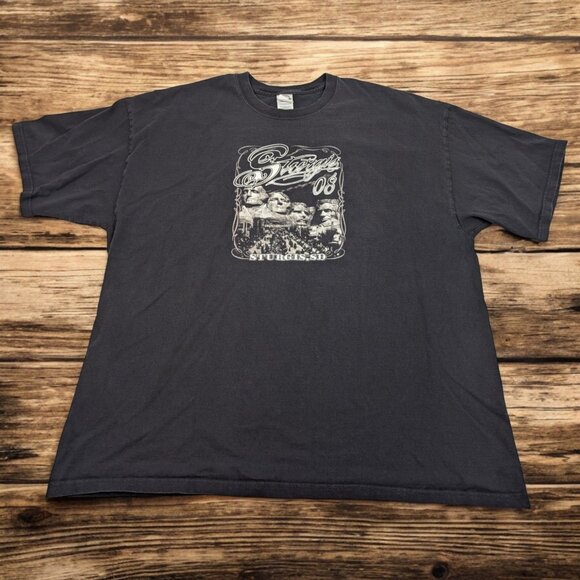Sturgis Bike Week 2008 T Shirt Sz 3XL Black‎ S/S Black Hills Double Biker Tee - Picture 1 of 10